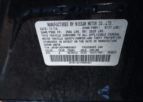 2015 Infiniti Q70 3.7X z USA, uszkodzony, nr VIN JN1BY1AR7FM560901